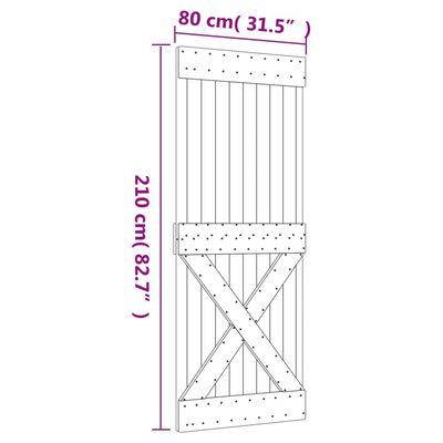 vidaXL Sliding Door with Hardware Set 80x210 cm Solid Wood Pine