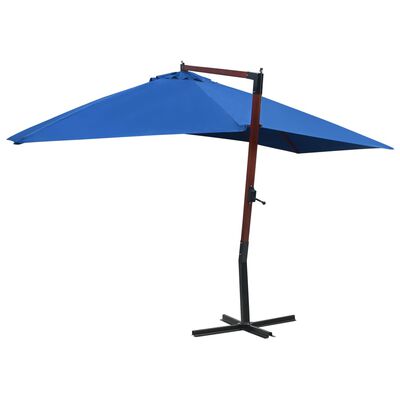 vidaXL Hanging Garden Parasol with Wooden Pole 400x300 cm Blue