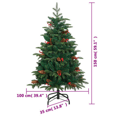 vidaXL Artificial Hinged Christmas Tree 150 LEDs 150 cm