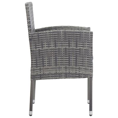 vidaXL Garden Chairs with Dark Grey Cushions 4 pcs Grey Poly Rattan