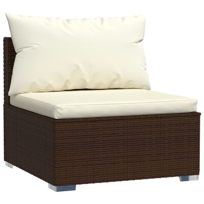 vidaXL 9 Piece Garden Lounge Set with Cushions Brown Poly Rattan