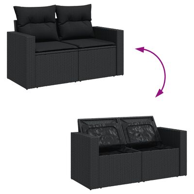 vidaXL 6 Piece Garden Sofa Set with Cushions Black Poly Rattan