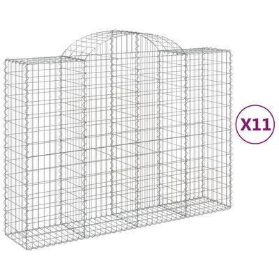 vidaXL Arched Gabion Baskets 11 pcs 200x50x140/160 cm Galvanised Iron