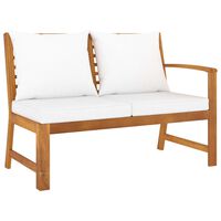 vidaXL Garden Bench 114.5 cm with Cream Cushion Solid Acacia Wood