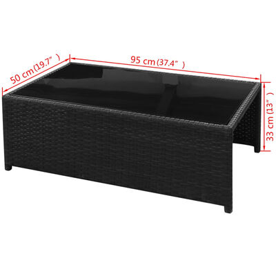 vidaXL 8 Piece Garden Lounge Set with Cushions Poly Rattan Black