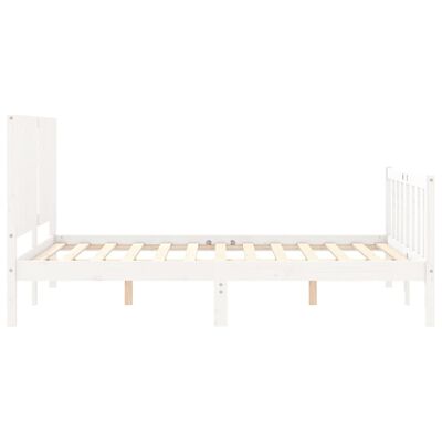 vidaXL Bed Frame without Mattress White Double Solid Wood Pine