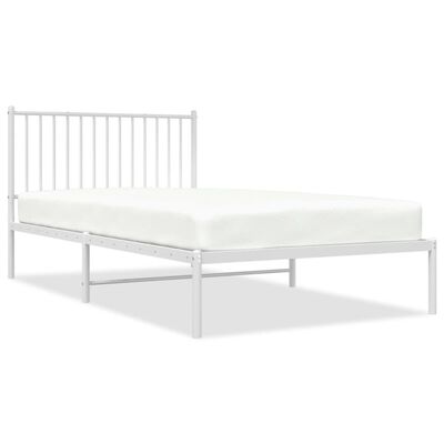 vidaXL Metal Bed Frame without Mattress with Headboard White 107x203 cm