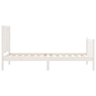 vidaXL Bed Frame without Mattress White Single Solid Wood Pine