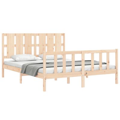 vidaXL Bed Frame without Mattress King Size Solid Wood Pine