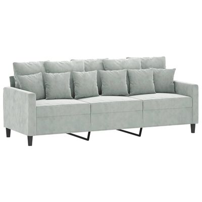 vidaXL 3-Seater Sofa Light Grey 180 cm Velvet