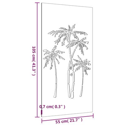 vidaXL Garden Wall Decoration 105x55 cm Corten Steel Palm Tree Design