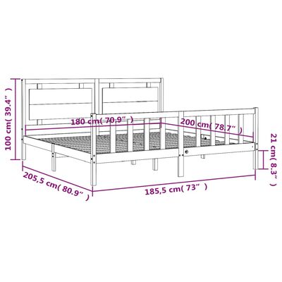 vidaXL Bed Frame without Mattress White Solid Wood Pine