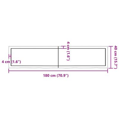 vidaXL Bathroom Countertop Light Brown 180x40x(2-4)cm Treated Solid Wood