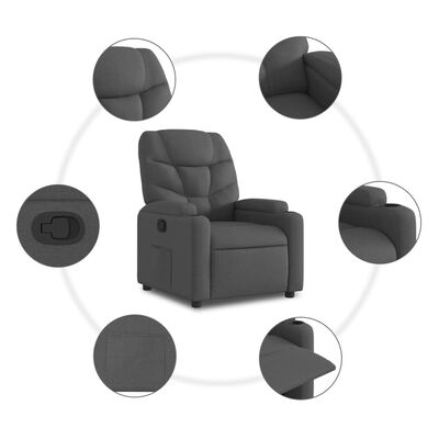 vidaXL Recliner Chair Dark Grey Fabric