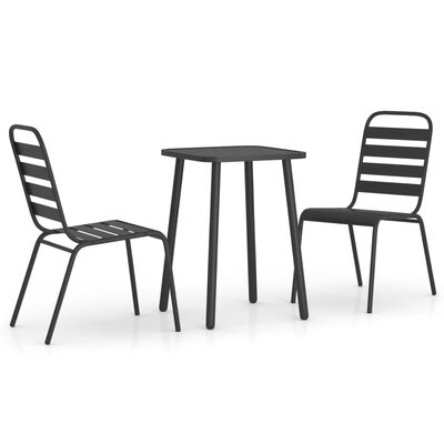 vidaXL 3 Piece Garden Dining Set Anthracite Steel