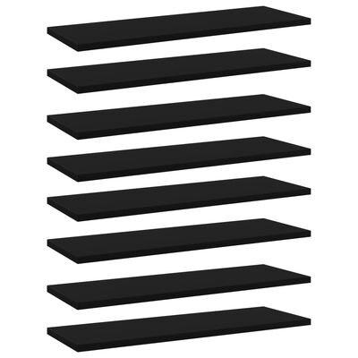 vidaXL Bookshelf Boards 8 pcs Black 60x20x1.5 cm Engineered Wood