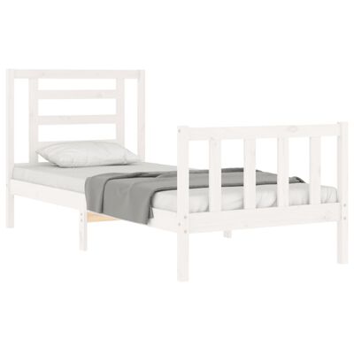 vidaXL Bed Frame without Mattress White Single Solid Wood Pine