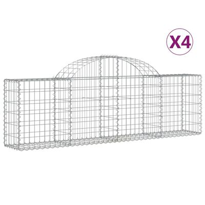 vidaXL Arched Gabion Baskets 4 pcs 200x30x60/80 cm Galvanised Iron