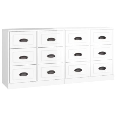 vidaXL Sideboards 2 pcs High Gloss White Engineered Wood