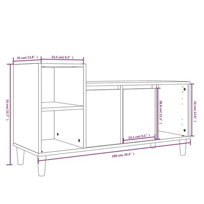 vidaXL TV Cabinet White 100x35x55 cm Engineered Wood