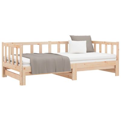 vidaXL Day Bed with Trundle without Mattress 90x190 cm Single Solid Wood