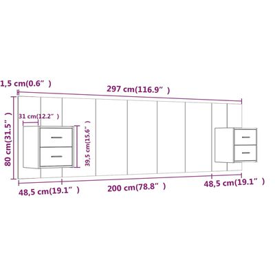 vidaXL Bed Headboard with Cabinets White Engineered Wood