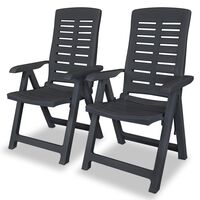 vidaXL Reclining Garden Chairs 2 pcs Plastic Anthracite