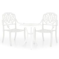 vidaXL 3 Piece Bistro Set Cast Aluminium White