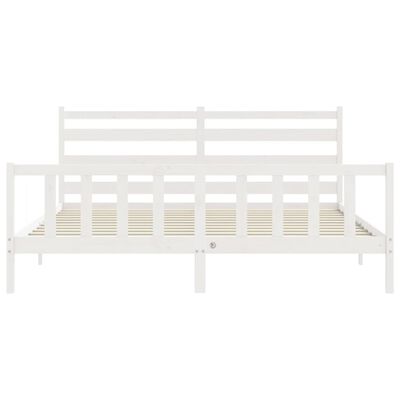 vidaXL Bed Frame without Mattress White Solid Wood Pine