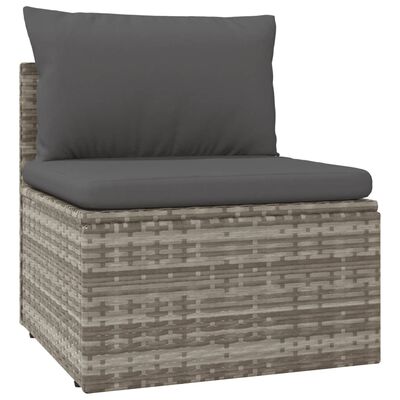 vidaXL 11 Piece Garden Lounge Set with Cushions Grey Poly Rattan