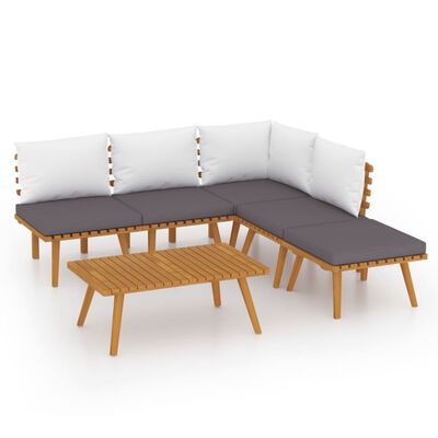 vidaXL 6 Piece Garden Lounge Set with Cushions Solid Wood Acacia