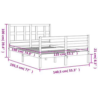 vidaXL Bed Frame without Mattress Double Solid Wood