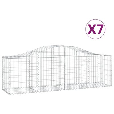 vidaXL Arched Gabion Baskets 7 pcs 200x50x60/80 cm Galvanised Iron