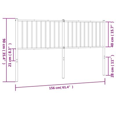 vidaXL Metal Headboard Black 150 cm