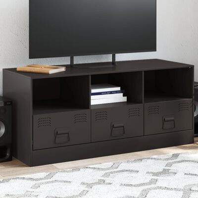 vidaXL TV Cabinet Black 99x39x44 cm Steel