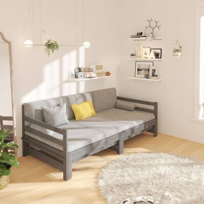 vidaXL Pull-out Day Bed without Mattress Grey 2x(90x190)cm