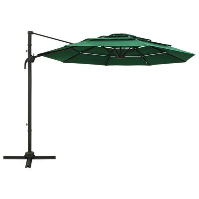 vidaXL 4-Tier Garden Parasol with Aluminium Pole Green 3x3 m