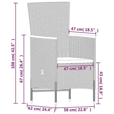 vidaXL 7 Piece Garden Dining Set with Cushions Black