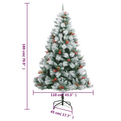 vidaXL Artificial Hinged Christmas Tree 300 LEDs & Ball Set 180 cm