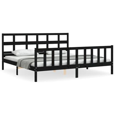 vidaXL Bed Frame without Mattress Black Super King Size Solid Wood Pine