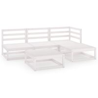 vidaXL 5 Piece Garden Lounge Set White Solid Wood Pine