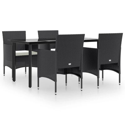 vidaXL 5 Piece Garden Dining Set with Cushions Black