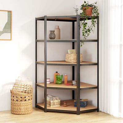 vidaXL 5-Layer Corner Shelf Anthracite Steel&Engineered Wood