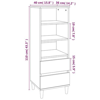 vidaXL Highboard Concrete Grey 40x36x110 cm Engineered Wood