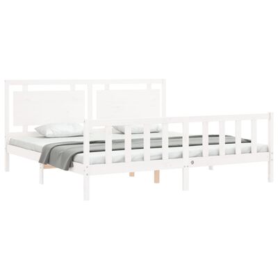 vidaXL Bed Frame without Mattress White Solid Wood Pine