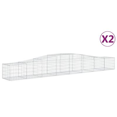 vidaXL Arched Gabion Baskets 2 pcs 400x50x40/60 cm Galvanised Iron