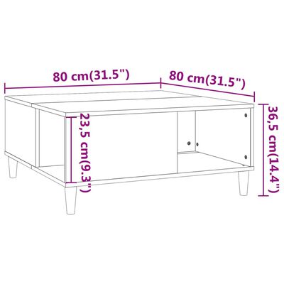 vidaXL Coffee Table Sonoma Oak 80x80x36.5 cm Engineered Wood