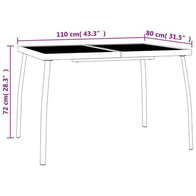 vidaXL Garden Table Anthracite 110x80x72 cm Steel Mesh