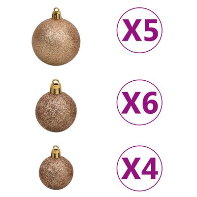 vidaXL Artificial Hinged Christmas Tree 150 LEDs & Ball Set 120 cm