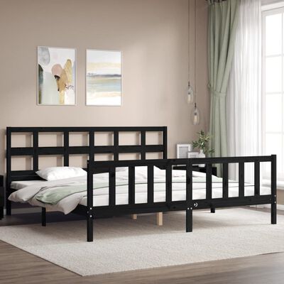 vidaXL Bed Frame without Mattress Black Super King Size Solid Wood Pine